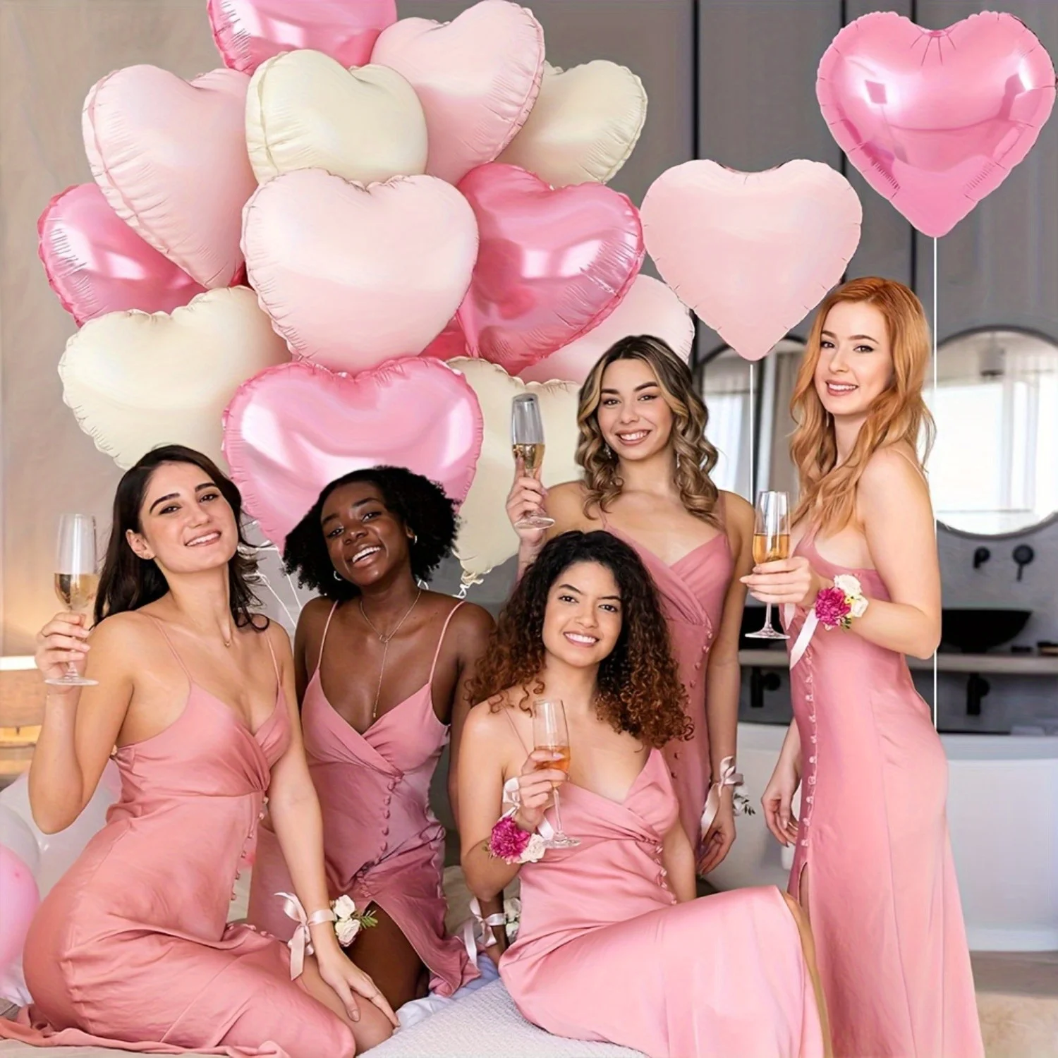 15 قطعة 18 بوصة مسحوق اللؤلؤ الأبيض الكريمي مسحوق الطفل الحب فيلم الألومنيوم بالون حفلة عيد ميلاد ، زينة عيد الأم ، الخ #3