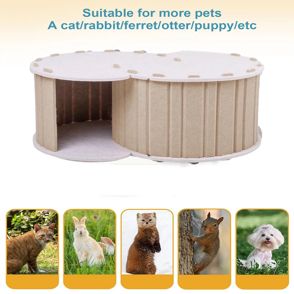 

Detachable Cat Bed for 2 Cats Washable Cat Tunnel Four-Season Universal Semi-Enclosed Pet Cave Nest Pet Supplies