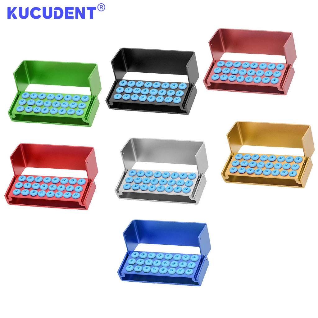 24Hole Dental Burs Drill Disinfection Block Burs Holder Autoclavable Aluminium Disinfection Box For High/Low Speed Dental Burs