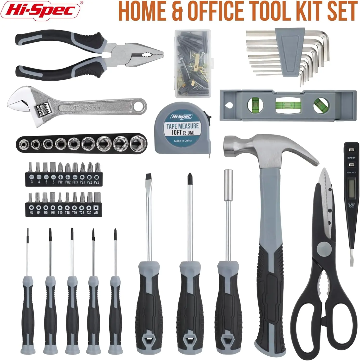 54pc ensemble d'outils ménagers généraux \u2013 Kit d'outils à main de garage à domicile avec boîte à outils mallette de rangement pour bricolage réparations de base appartement premier