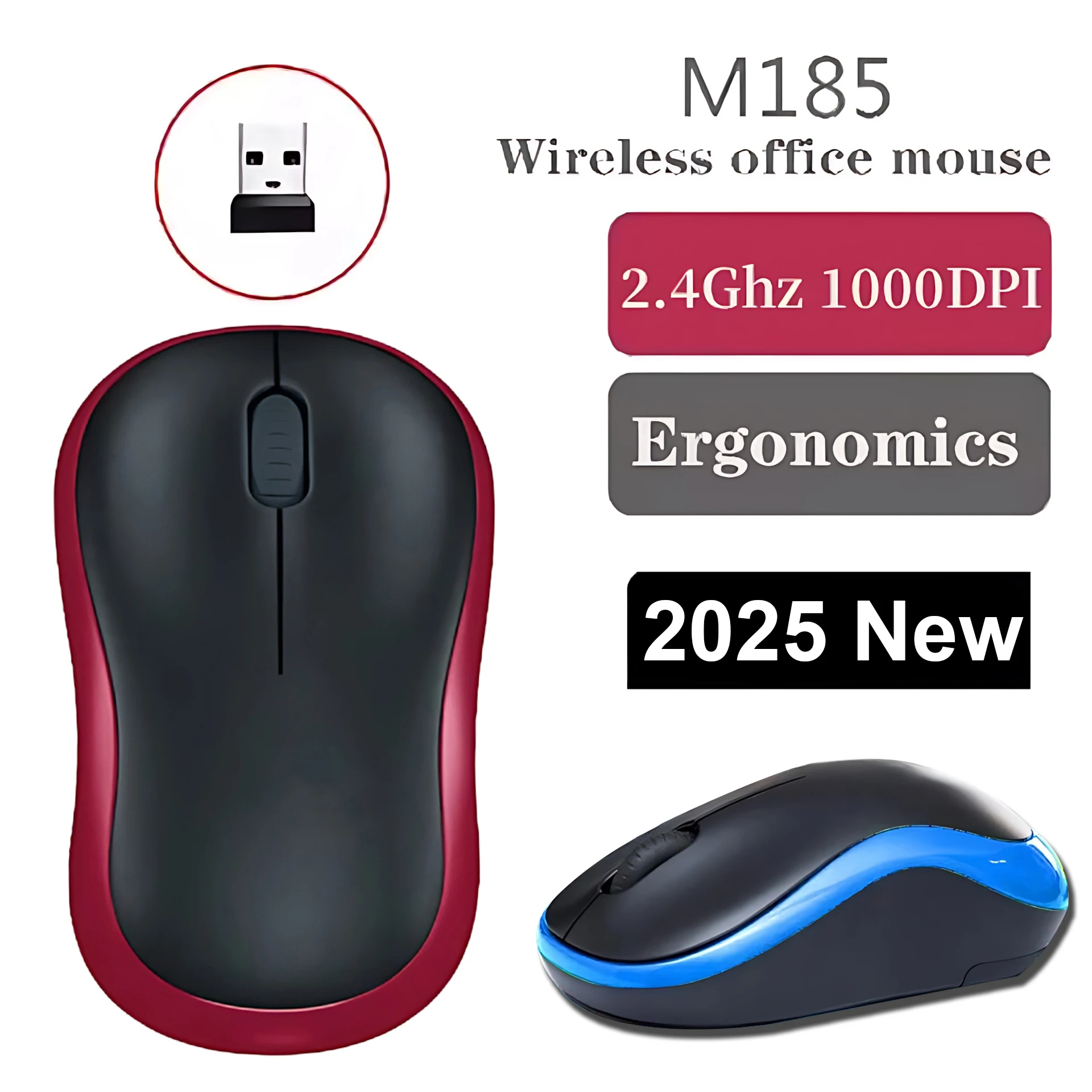 

M185 Rechargeable Wireless Mouse Dual Modes Bluetooth-compatible 2.4G USB Computer Mouse for Laptop MacBook Tablet PC Mause