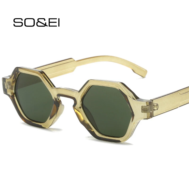 

SO&EI Polygon Square Women Fashion Clear Ocean Lens Sunglasses Shades UV400 Trending Men Unique Retro Yellow Purple Sun Glasses