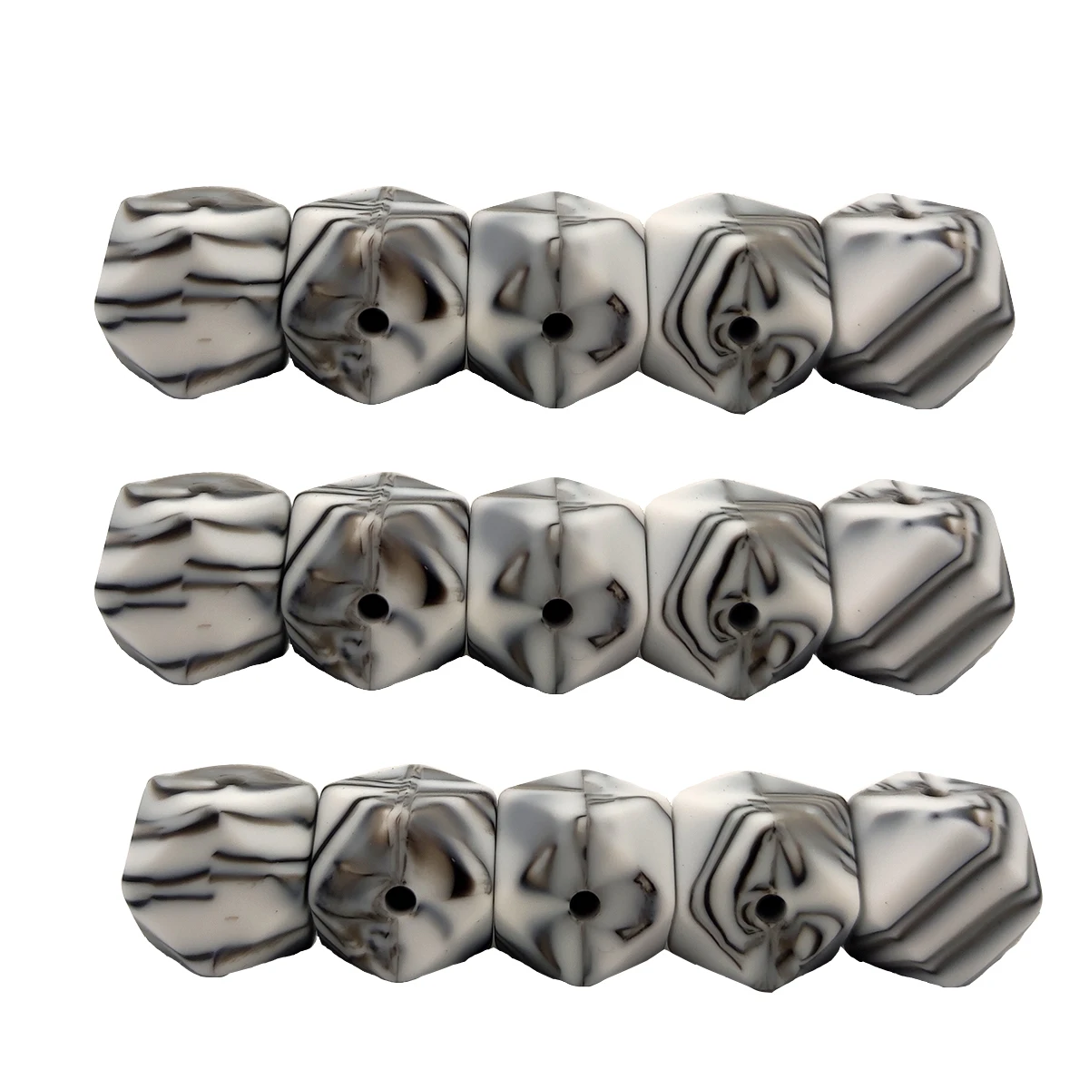 50pc 14/17mm Zebra Color Hexagon Silicone Beads Teething Baby Teether DIY Nursing Chew Toy Baby Shower Gift Necklace Pacifier