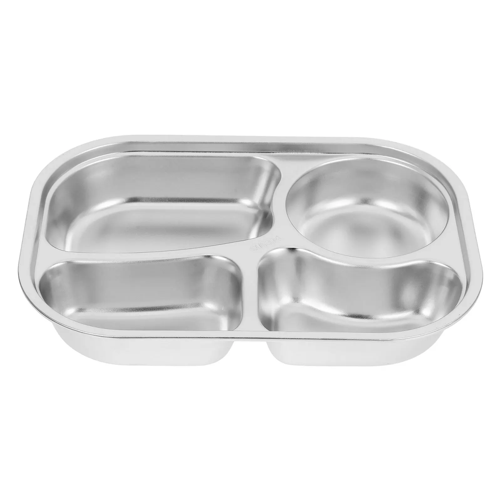

Stainless Steel Dinner Plate Oval 304 Grade Large Size Divided Tray Portion Control Sections Food Serving Kitchen Lunch