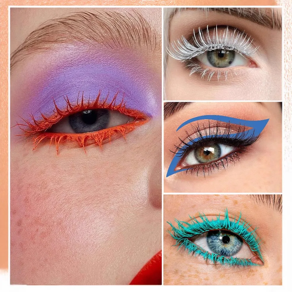 Máscara de pestañas colorida, resistente al agua, a prueba de manchas, Mini cepillo para pestañas rizadas voluminosas, maquillaje para fiesta de Halloween, uso duradero