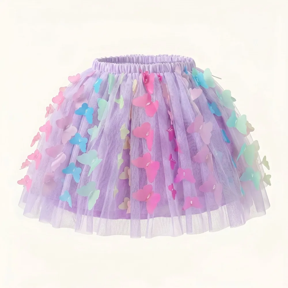 2026 New Arrival Infant Butterfly Tulle Tutu Skirt Pom Pom Princess Mini Dress Child Birthday Party Skirt Dance Skirts Summer