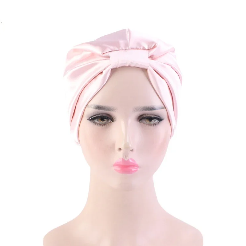 1PCS Satin Silk Salon Bonnet Women Night Sleep Cap Bath Towel Hair Dry Quick Elastic Hair Care Bonnet Head Wrap Hat Headwear