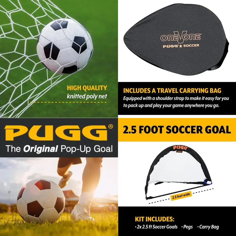 

Portable Soccer Goals with Knitted Poly Net for Training, Set of 2 Goals and Carry Bag Included