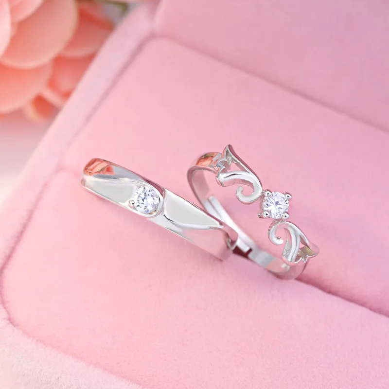 

925 Sterling Silver Angel Wing Rings For Women Couple Engagement Wedding Luxury Jewelry Gift Female Jewellery