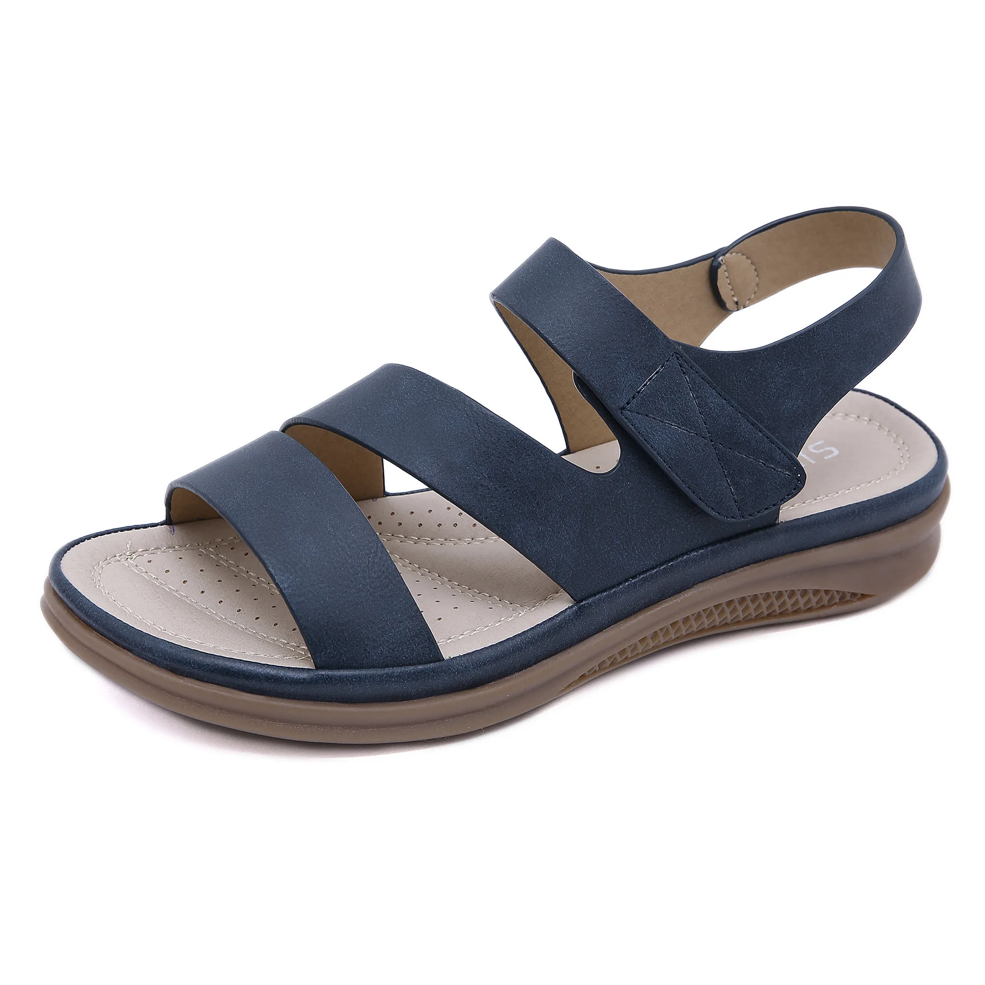 SIKETU-Sandalias de tacón plano de estilo coreano para mujer, zapatos informales de cuña Retro con gancho y correa cruzada, talla grande