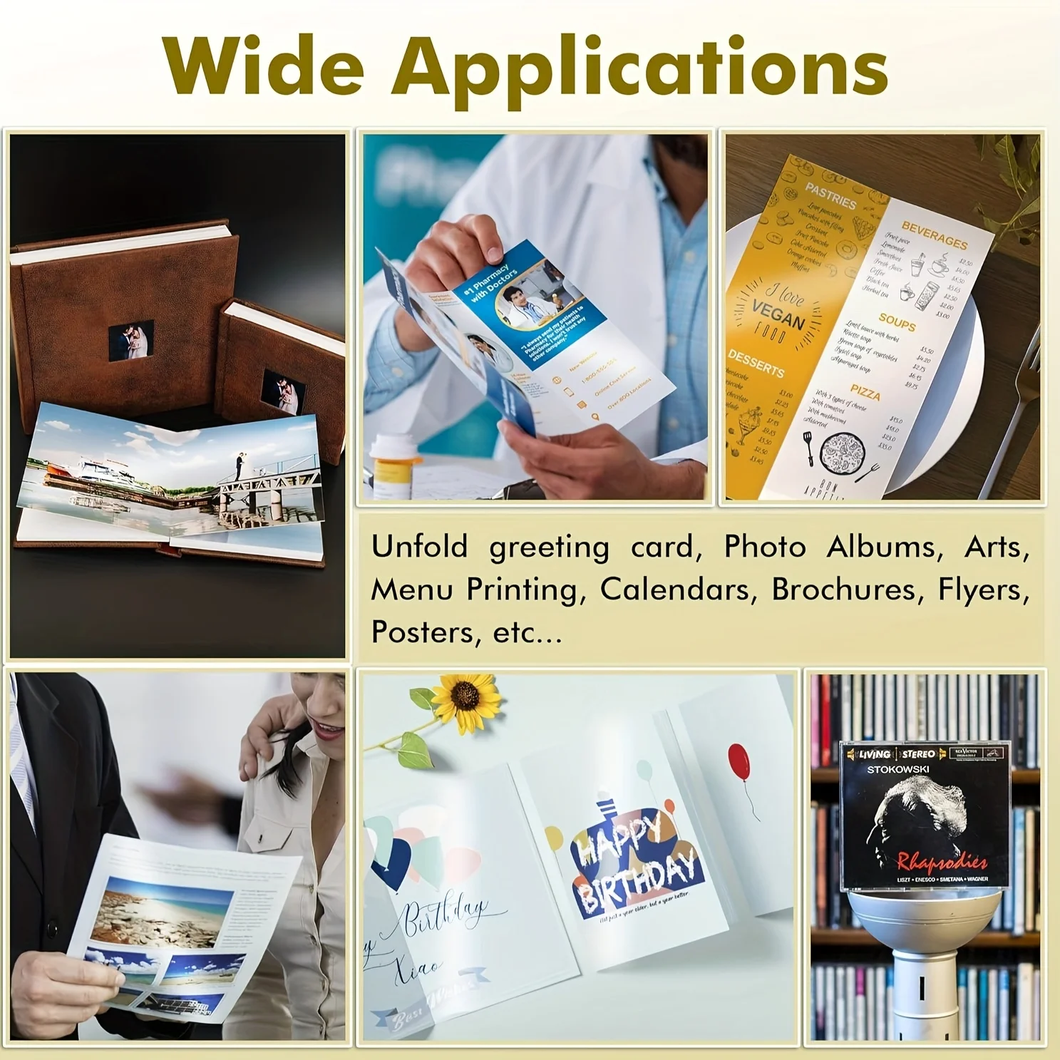 HUSPER A4(8.3×11.7 inch) 50 Sheets 180G Double Sided Inkjet Glossy Photo Paper size