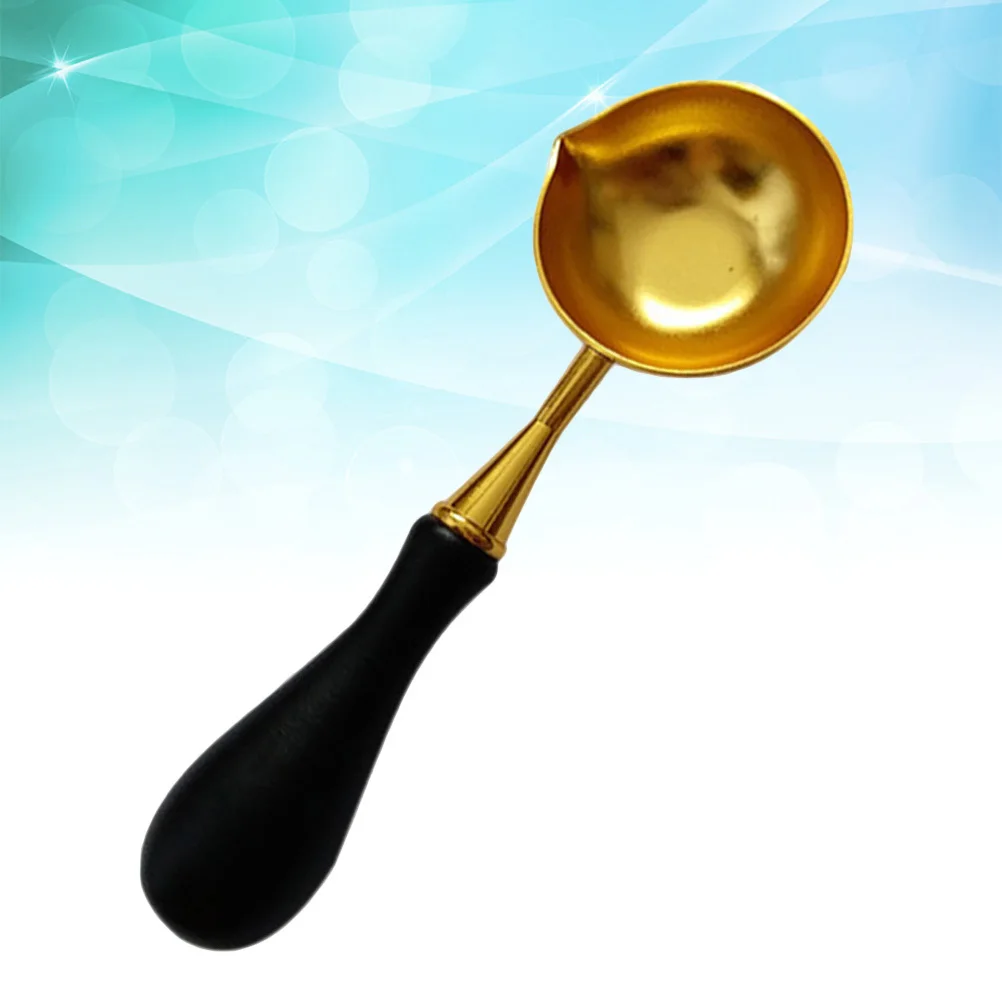 

Black Handle Sealing Wax Spoon Copper Craftsmanship Pointed Mouth Design for Envelopes Invitations Wine Packaging Gift Box