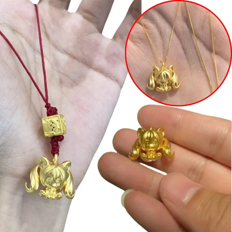 

Hatsune Miku Gold Necklace Anime Character Girl High Beauty Copper Pendant Couple Student Youth Fashion Trend Birthday Gift
