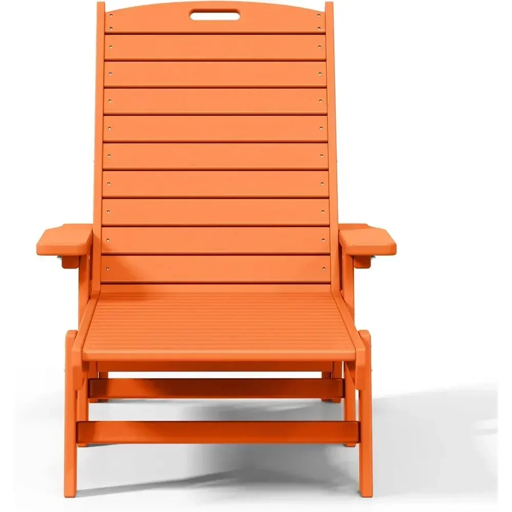 Orange Reclining Chaise Lounge with Polyethylene Construction