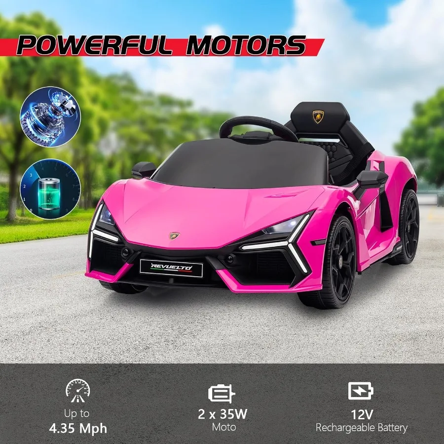 รถยนต์ไฟฟ้าสำหรับเด็ก 12V รุ่น Lamborghini Revuelto พร้อมรีโมทคอนโทรล รถยนต์แบตเตอรี่สำหรับเด็กพร้อมบลูทูธ