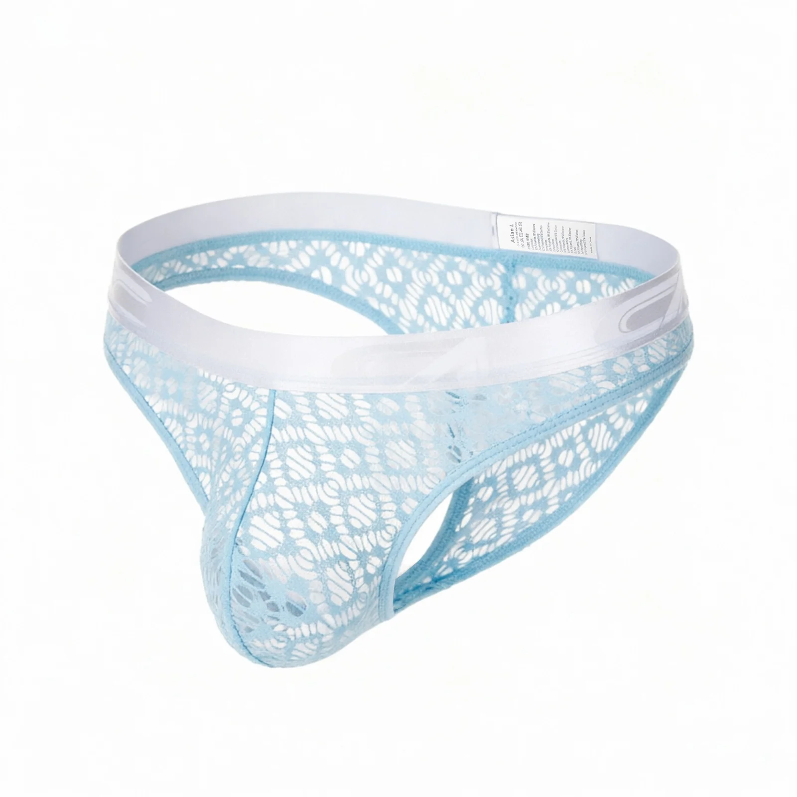 Spitzenunterwäsche für Herren, Netzstoff, Spitze, brasilianische Slips, niedrige Taille, mit verstärktem Bereich, sexy, durchsichtige Unterhosen, transparente Herrenunterwäsche. – Detail 4