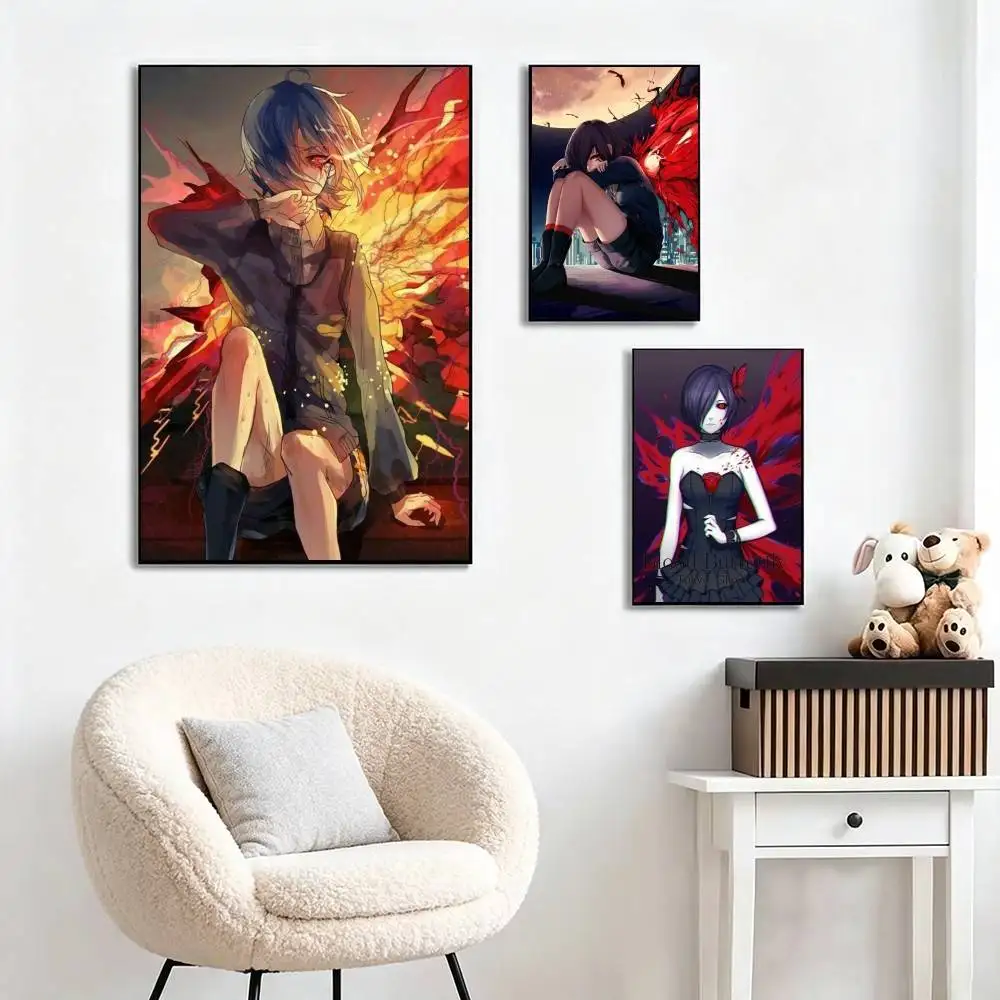 T-Tokyo Ghoul Touka Kirishima  Poster High Quality Dorm Living Room Aesthetic Wall Decoration Painting Stickers Gift