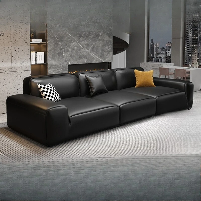 

Designer Luxury Living Room Sofas Black Classic Soft Cheap Lounge Sofa Lazy Leather Modern Divani Per Soggiorno Home Furniture