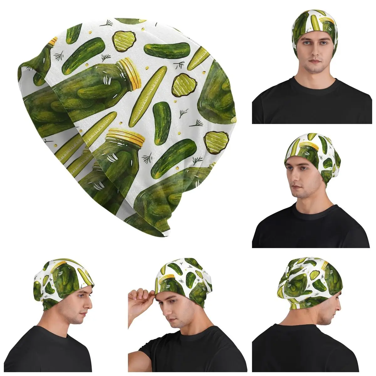 

Pickles Pickles Pickles By Christine Leader Warm Knitted Cap Fashion Bonnet Hat Autumn Beanies Hats for Men Women Adult