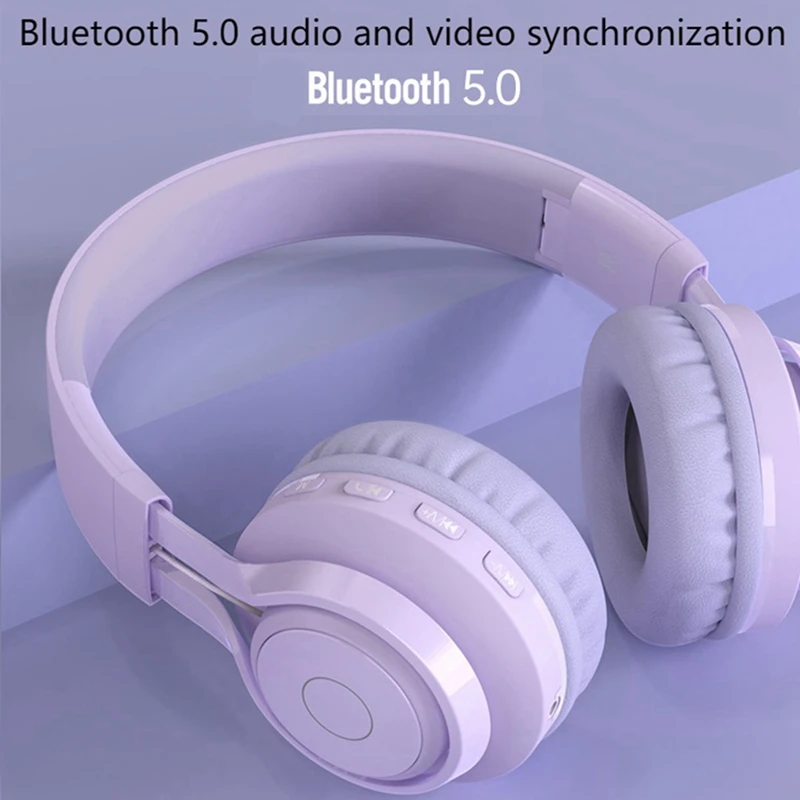 Over-Ear Bluetooth 5.0 Headphones RGB Bright Halo 85Db Volume Kids Mode Suitable For Children,Girls