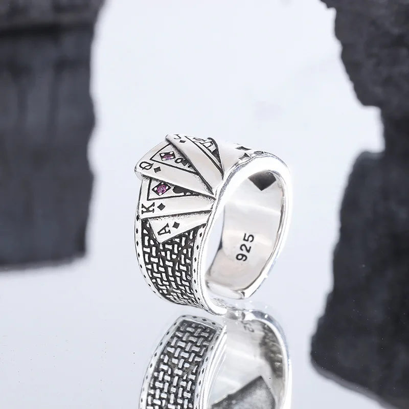 925 Sterling Silver Poker Adjustable Rings For Women Vintage Luxury Fine Jewelry Christmas Offers With