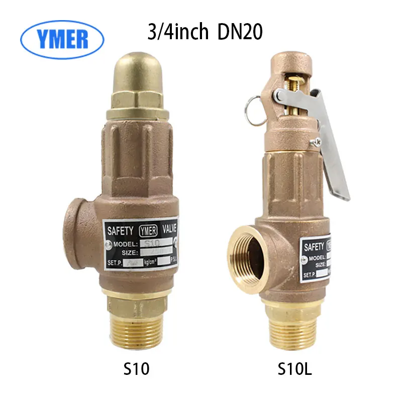 

Brass Bronze Safety Valve S10 S10L various sizes Adjustable Full Copper Thread Pressure Relief Valve With Handle For Steam