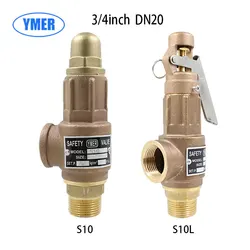 Brass Bronze Safety Valve S10 S10L various sizes Adjustable Full Copper Thread Pressure Relief Valve With Handle For Steam