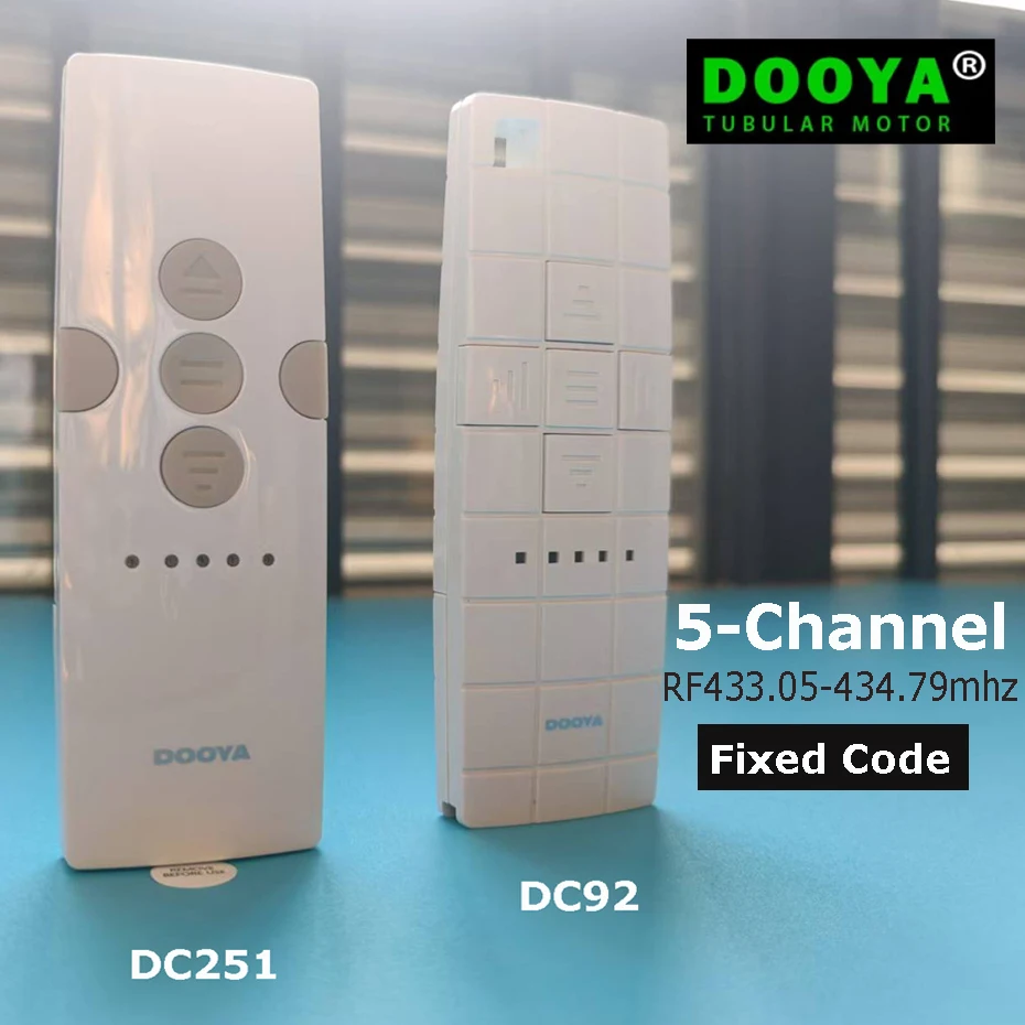 Dooya 5-Channel RF433 Hand-held emitter DC92/DC251, 30m Remote Distance,for Dooya RF433 Curtain Motor,Control 5 motor Separately