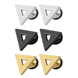 1 PC New Design Fashion Punk Black SilverColor Western Geometric Triangle Stud Earrings For Women Men Girls Jewelry