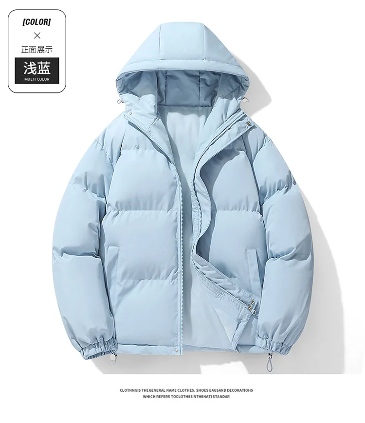 Men Hong Kong Style Hooded Bread Coat Men Oversize Loose Down Cotton Outfit Men Thick Cold Resistant Youth Winter Hooded Parkas