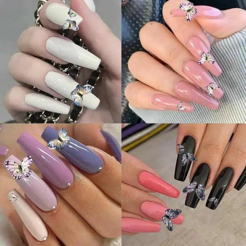 Q1FB 1SET Butterfly Nails Charm for Women and Girls Nails Nails Art Rhinestonshosts Crafts Supplies Sovelizing