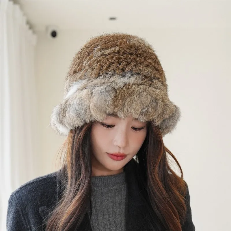 For women thick and warm woolen hats are in autumn winter fur ear-protecting plush fisherman can make the face smaller