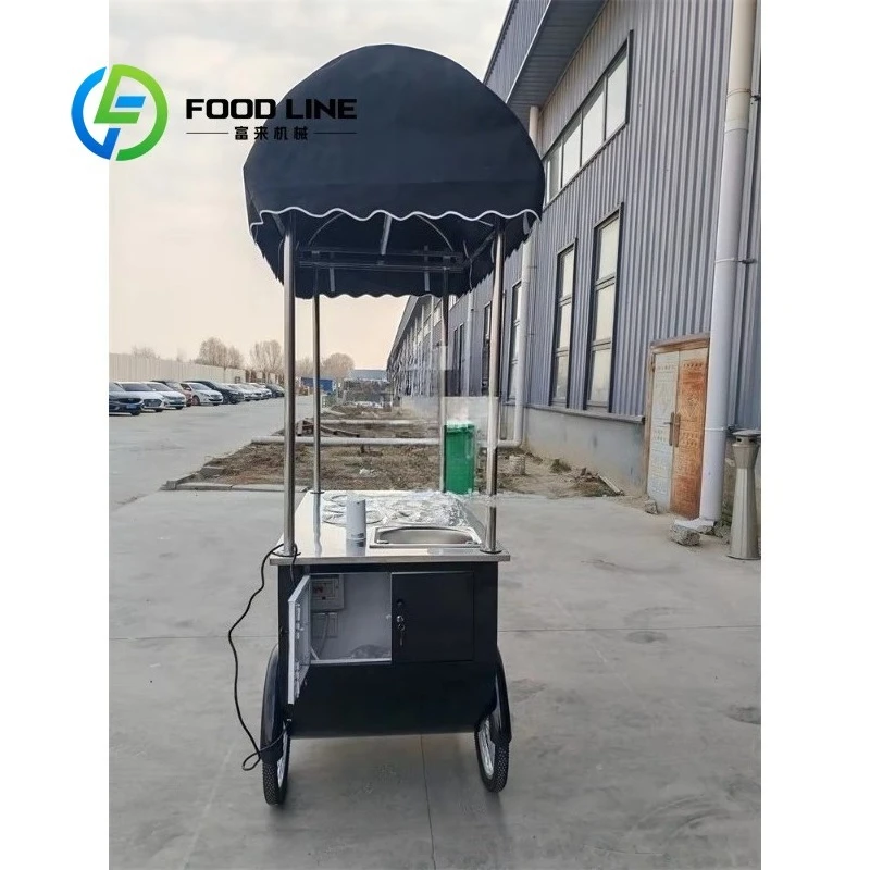 Customized New Design Hand Push Mobile Fast Food Cart for Street Hot Dog Vending Commercial Use