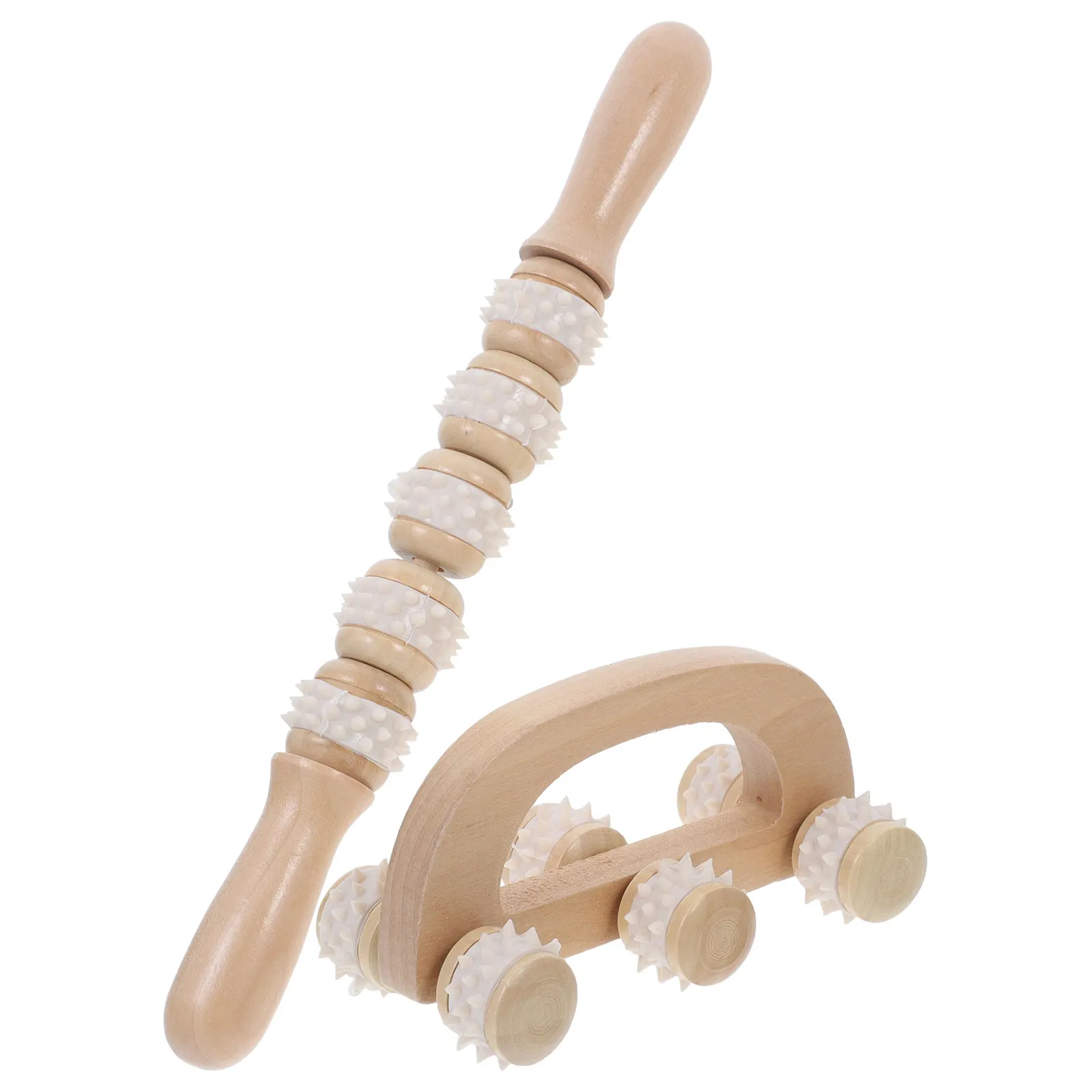 2 قطعة تدليك الأسطوانة مجموعة أدوات الخشب الطبيعية خشبية الجسم الأسطوانة دليل العضلات أدوات التخدير المحمولة لينة سيليكون مدلك #1