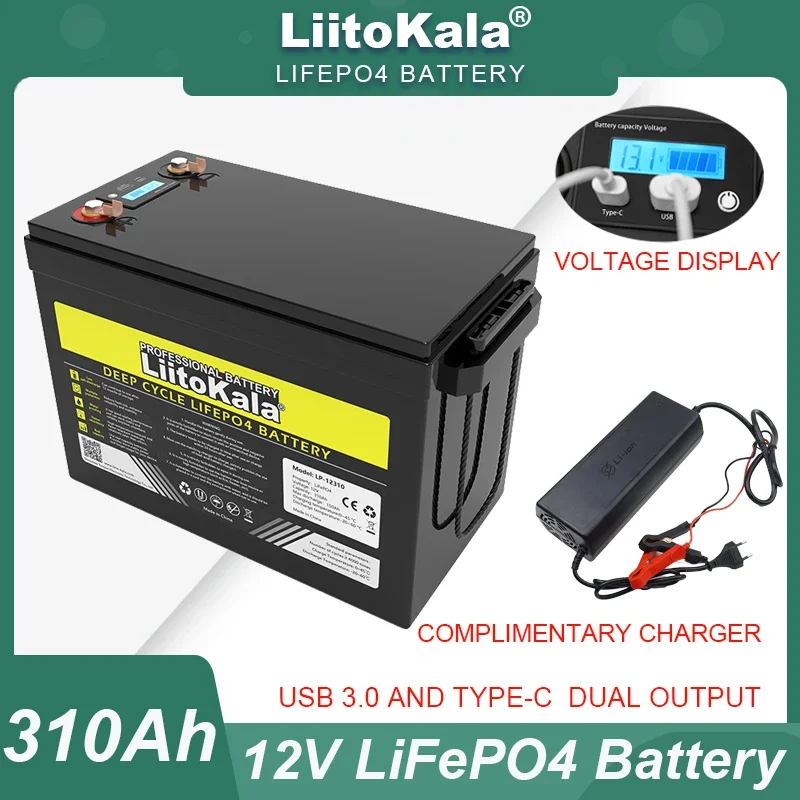 Imagem -04 - Bateria 12v 12.8v 310ah 4s Bms rv Campers Carrinho de Golfe Inverter Armazenamento de Energia Baterias Solares Tax Liitokala-lifepo4