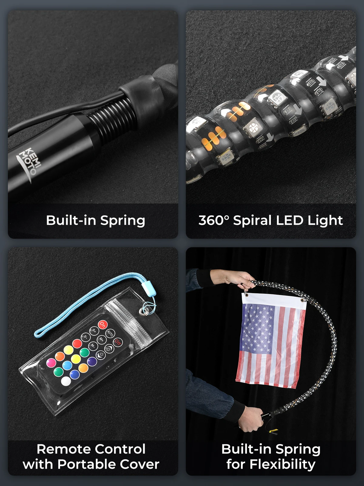 UTV ATV 2 قطعة 3ft أضواء سوط بلوتوث لـ SXS IP67 مقاوم للماء بدوره إشارة وضوء الفرامل متوافق مع Polaris RZR لـ Can-Am #6