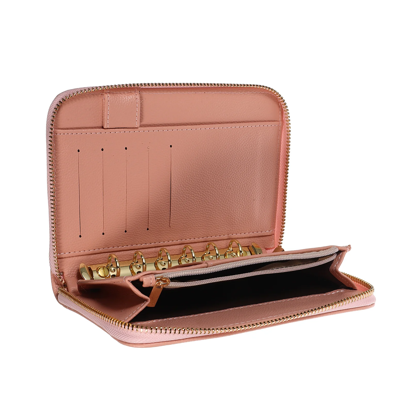 Pink PU Budget Binder Cash Holder Wallet Zipper Organizer Refillable Planner Money Saving Card Holder for Women
