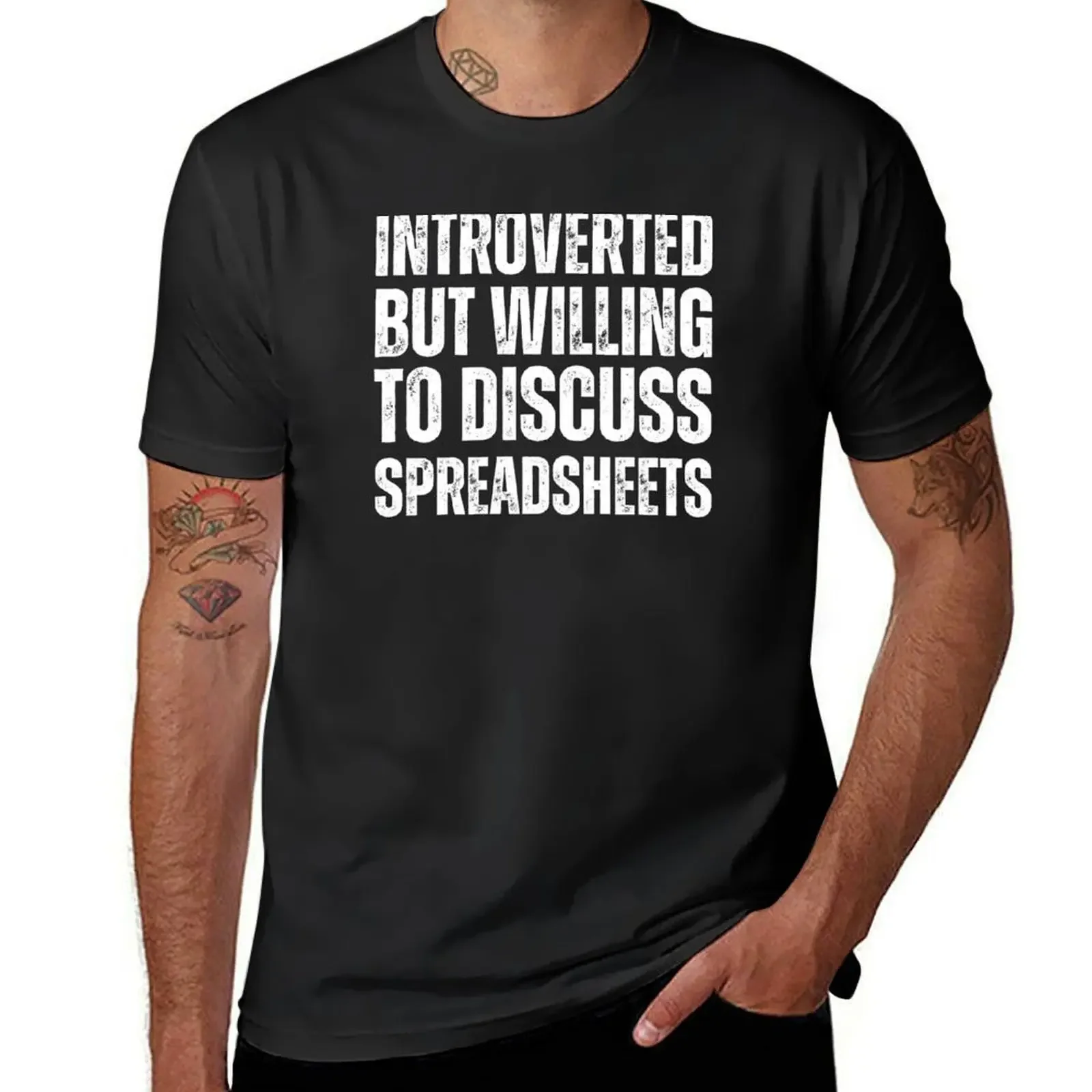 

introverted but willing to discuss spreadsheets T-Shirt oversized blanks boys animal print men t shirts