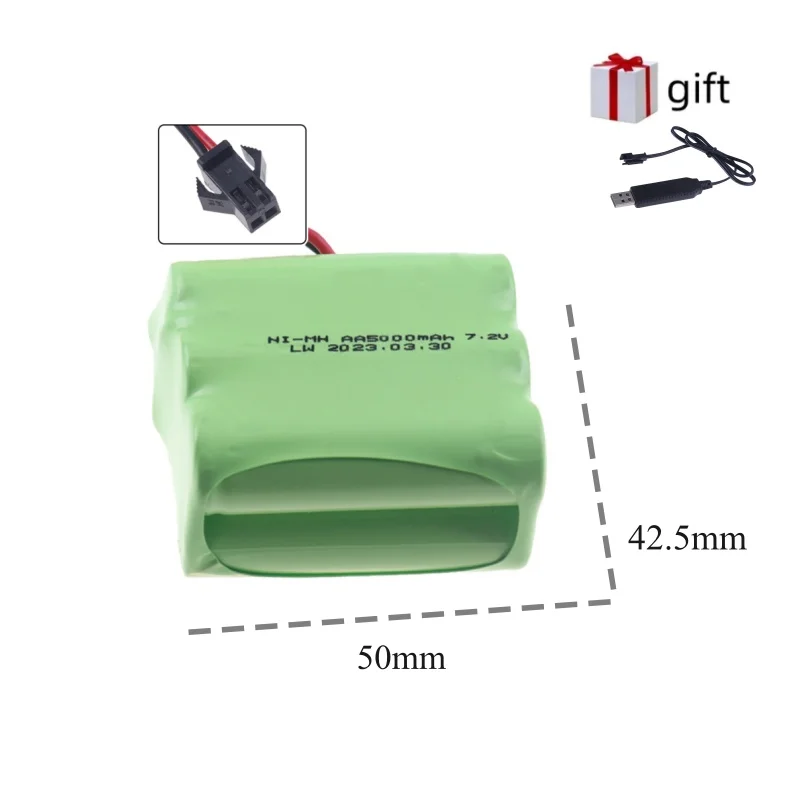 3.6 V/4.8 V/6 V/7.2 V/9.6 V 5000 mAh NI-MH Batterij Voor Rc speelgoed Auto's Tanks Robots Guns Boten speelgoed accessoires hoge capaciteit AA Batterij