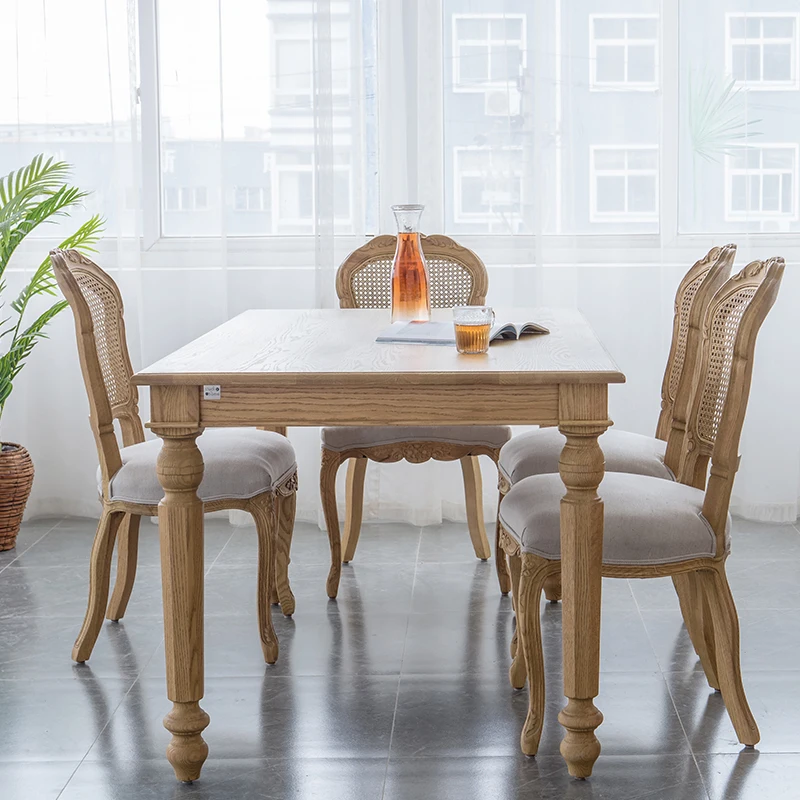 

Мебель для дома, обеденный стол, дуб американского кантри, обеденный стол и стулья, простая прямоугольная маленькая квартира, украшение комнаты