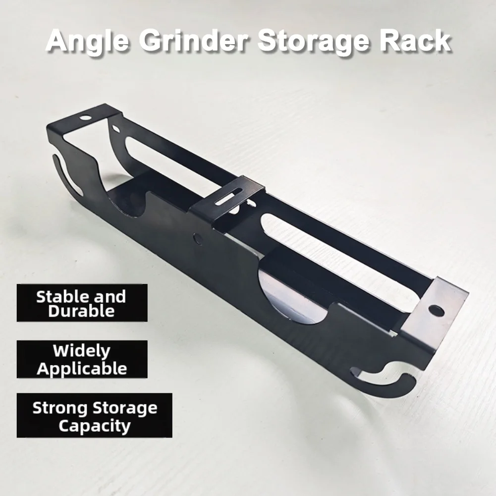 

Настенный стеллаж для хранения угловой шлифовальной машины с двумя отделениями и крючками, углеродистая сталь, подходит для кронштейна нескольких моделей