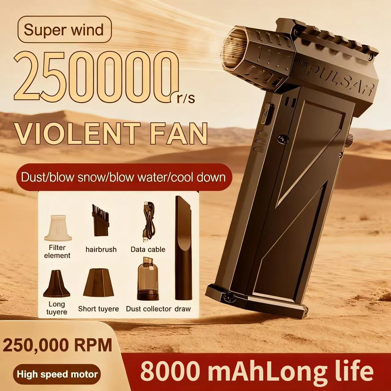 

250000RPM X3Pro Turbo Jet Blower Powerful Air Blower Brushless Motor Turbo Fan Wind Speed 52m/s 8000mAh Souffleur Air Puissant