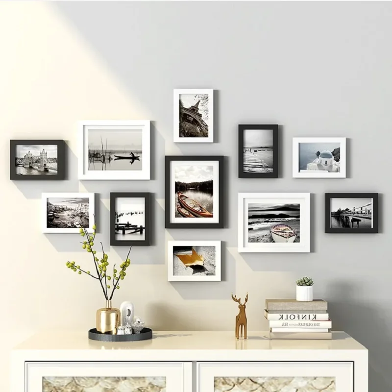 Solid Wood Picture Frames for Background Wall Decor, Creative Wall Photo Collage Album, Unique Wall-Mounted Frame