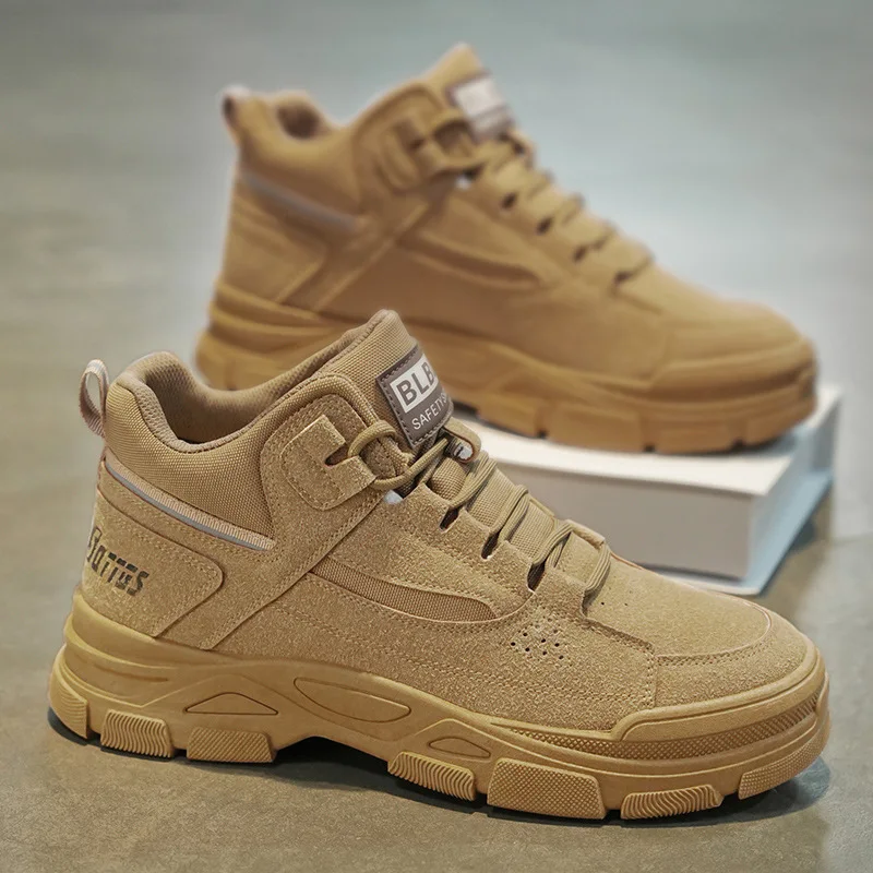 

New fashionable, breathable high-top men's versatile, anti-slip and wear-resistant outdoor work shoes and safety shoes for men