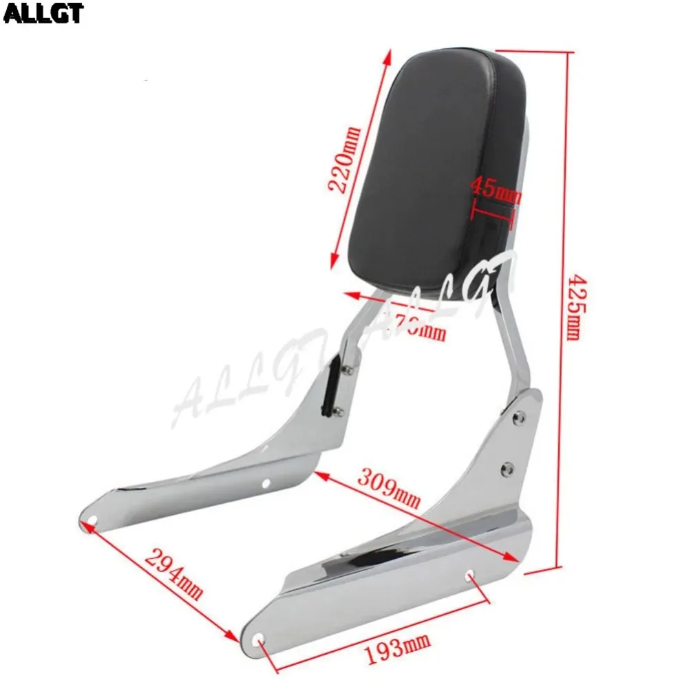 

ALLGT Rear Sissy Bar Passenger Backrest For Honda Steed VLX600 VT600C 1998-2007 1999 2000 2001 2002 2003 2004 2005 2006