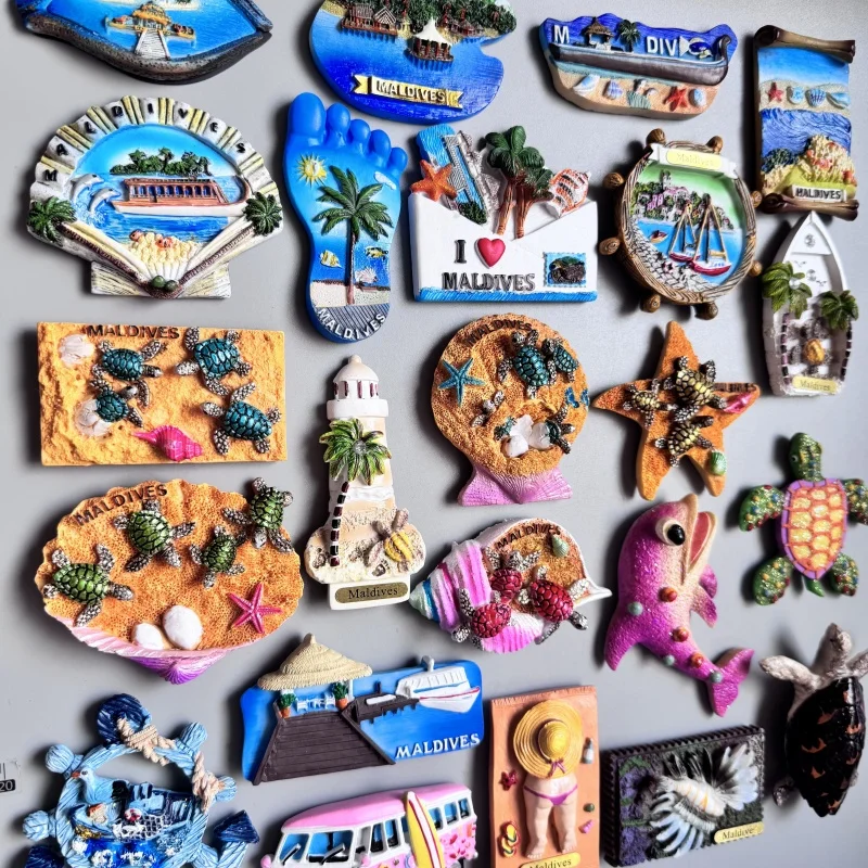 Maldives Fridge Magnets Tourist Souvenir 3D Resin Magnetic Refrigerator Stickers Tortoise Shell Home Decor Travel Gifts Idea