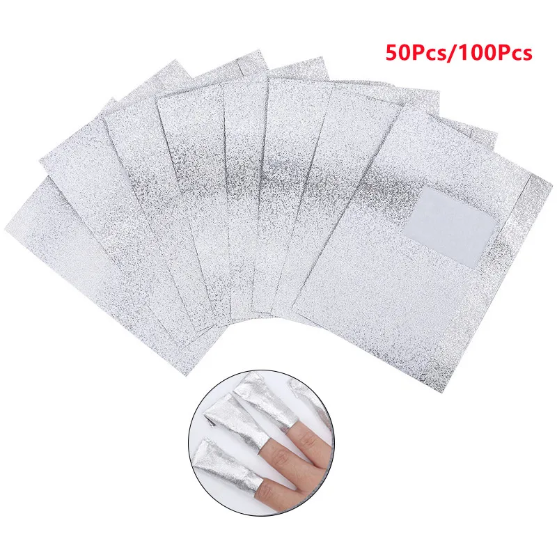 50Pcs/100Pcs Aluminium Foil Remover Wraps Nail Art Soak Off Acrylic Gel Nail Polish Removal Wraps Remover Manicure Nail Cleaning