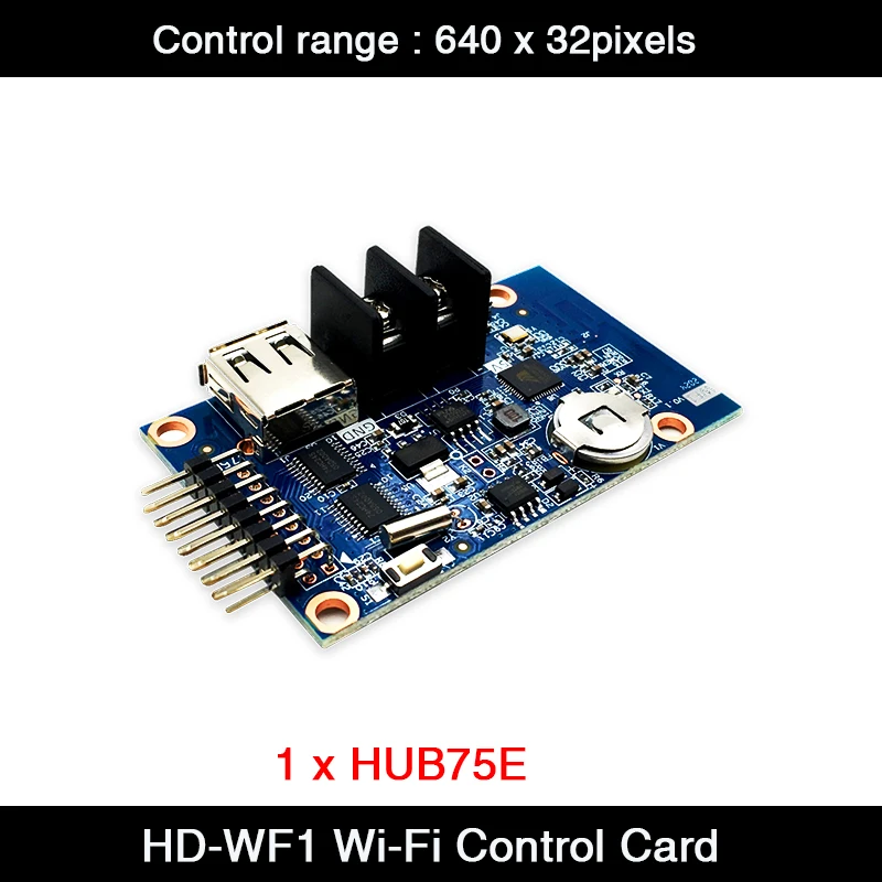 HD-WF1 640*32Pixels 1*HUB75E Ports Single & Dual Color Small LED Display WI-FI Asynchronous Control Card