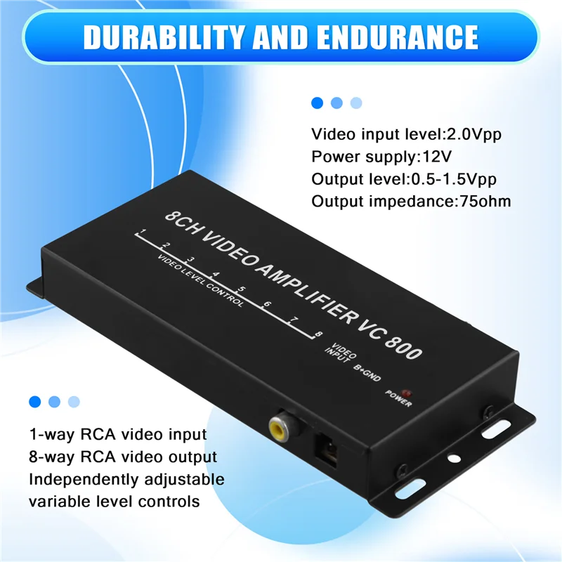 CS-DC12V Car Auto 1 To 8 Output Video Signal Spliter Amplifier For DVD/LCD/TV Video Spliter MX1322