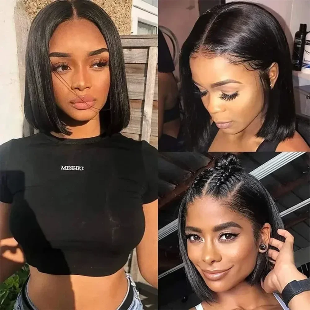 8 16 Inch Straight Short Bob Wig Human Hair 13x4 13x6 5x5 HD Lace Brazilian Frontal Natural Short Hair Pre-plucked Wig For Women